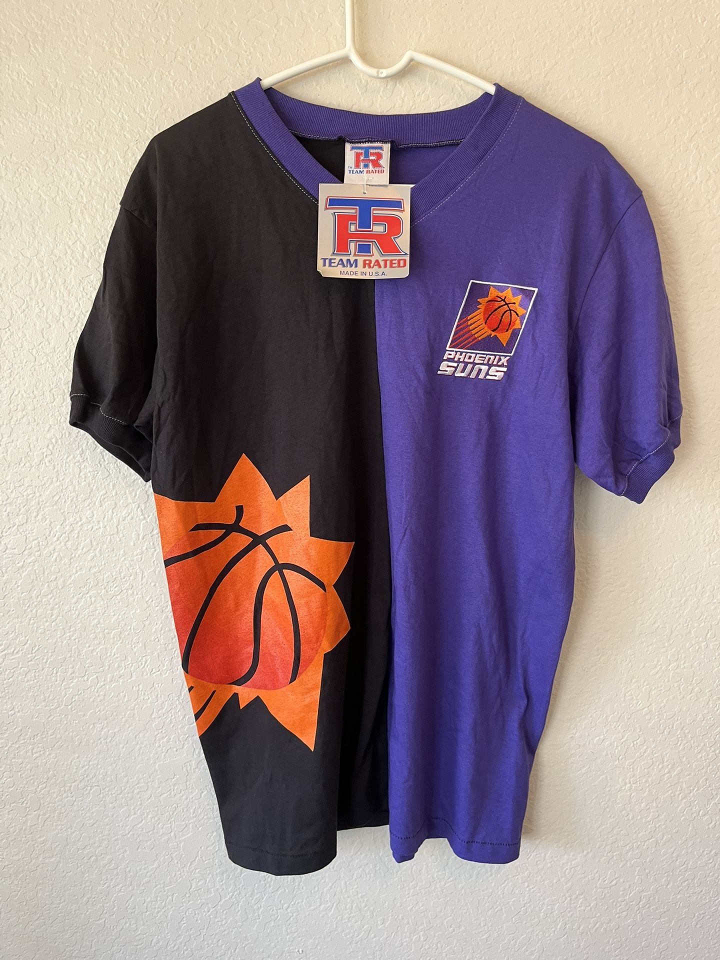Vintage Phoenix Suns Graphic Single Stitch Split Color Block Shirt Men’s Size M