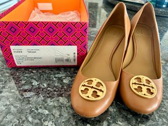 Tory Burch Chelsea Leather Wedges, Tan