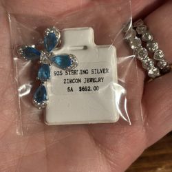 Blue CZ Diamond Cross And .925 Silver
