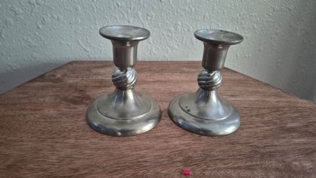 Pair of Pewter Candle Holders