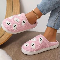 Halloween Ghost Pink Sherppa Slippers  Size 4.5/5 👻🩷✨️