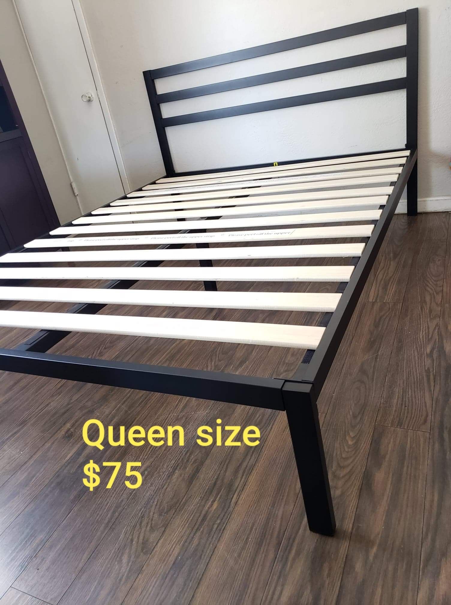 Bed frame Queen size. Brand new. Free delivery. $75