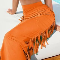 Fringed Pencil Skirt 