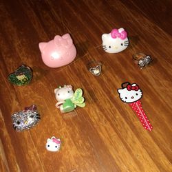 Bundle Of Hello Kitty Rings, Key, Charm, Pendant, & Magnetic Clip