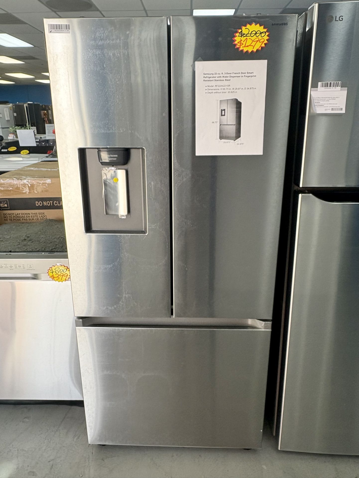30” French Door Refrigerator with Water Dispenser and Ice Maker🧊