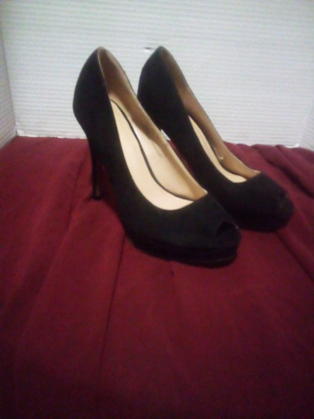 Black High Heel Suede Dress Shoes