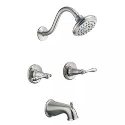 Brushed Nickel Tub & Shower Faucet Set