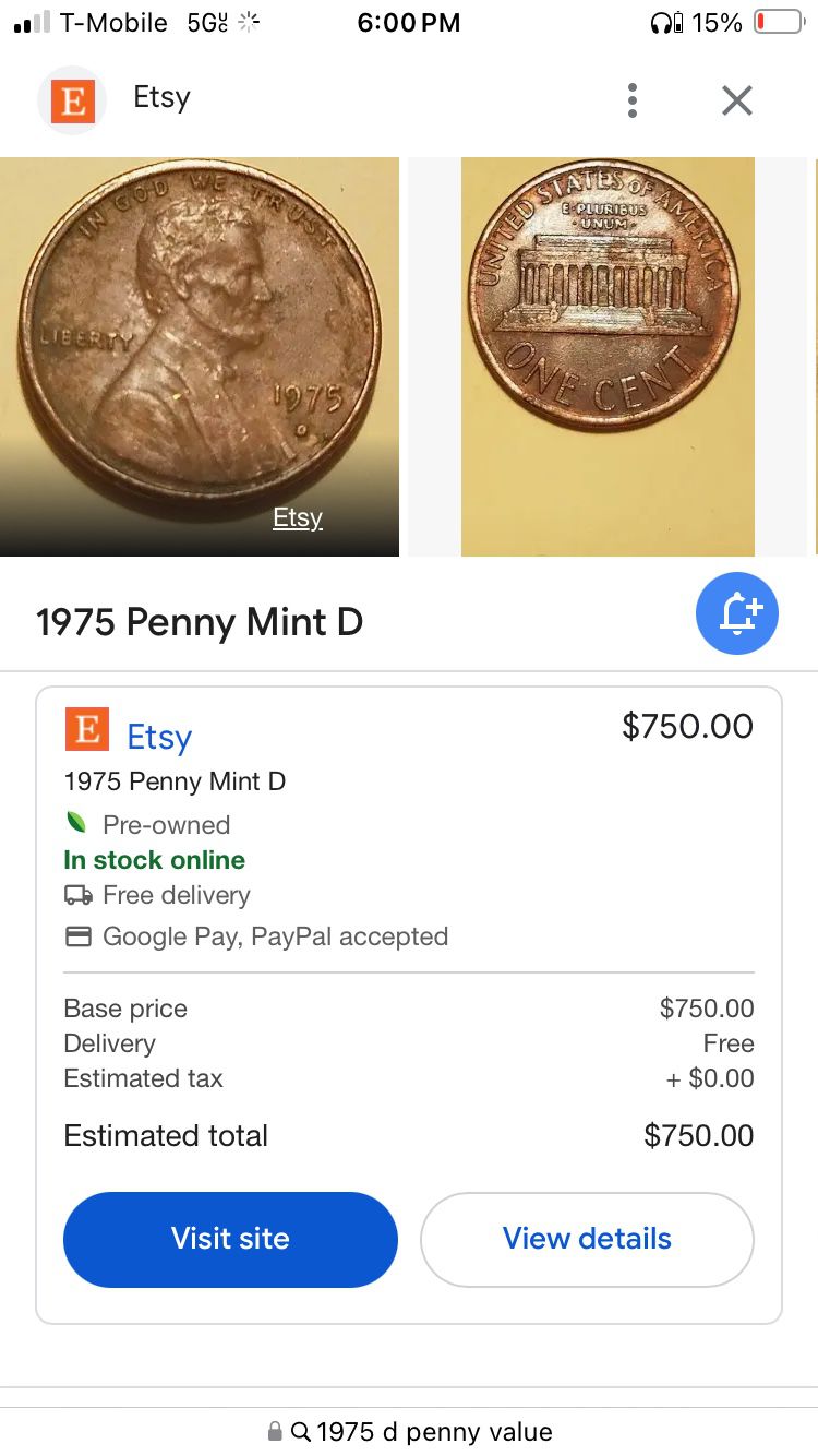 1975 D Mint Penny