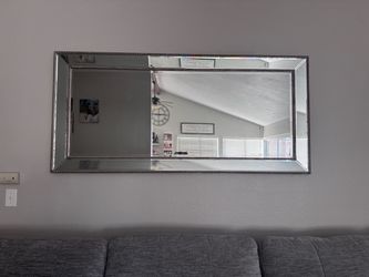 Large Rectangular Wall Mirror with Beaded Frame