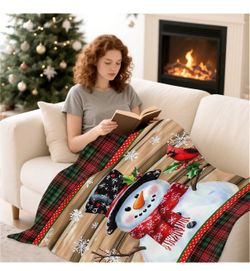 50X60 INCH snowman cardinal throw