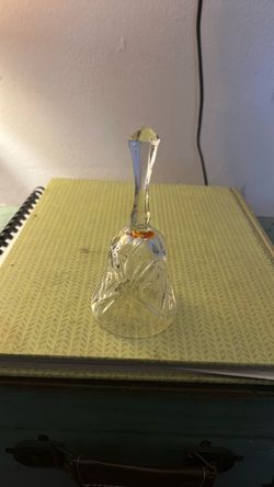 Clear Crystal Glass Bell with Etched Design