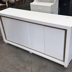63"Sideboard Buffet Cabinet,Kitchen Buffet Storage Cabinet with Power Outlets & LED Light,Kitchen,Hallway (White)