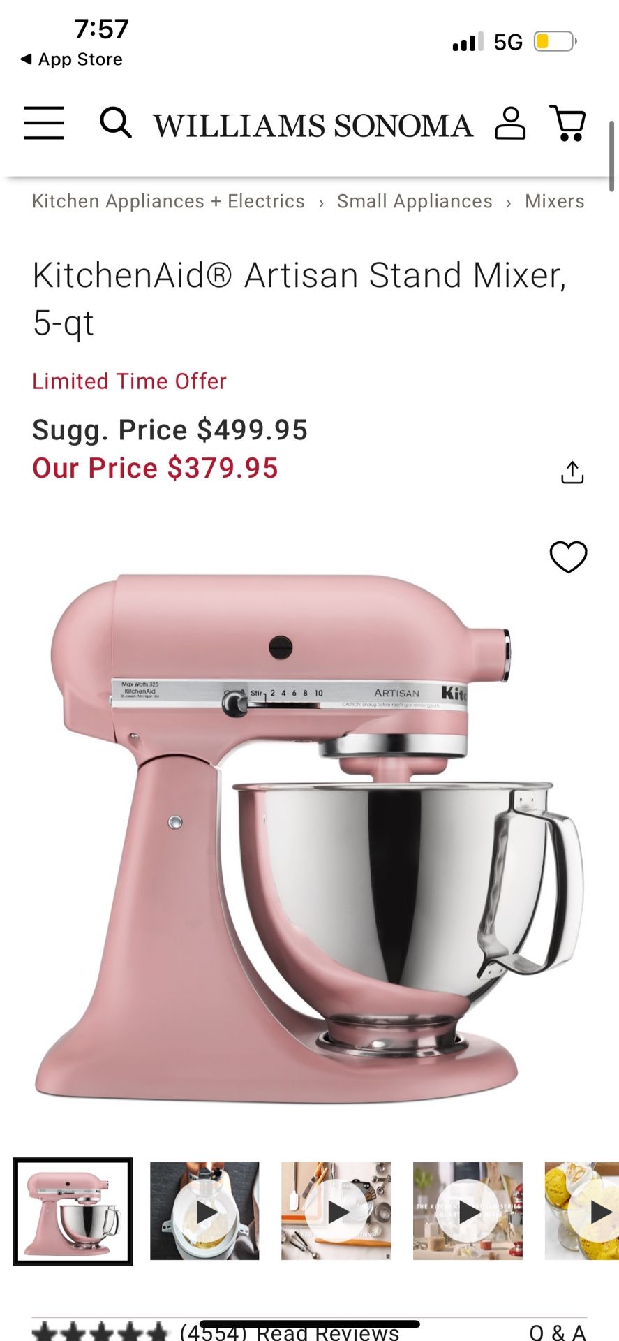 KitchenAid Artisan stand mixer 5-qt