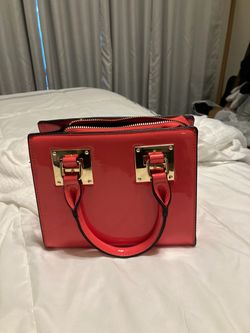 Red Patent Leather Structured Handbag