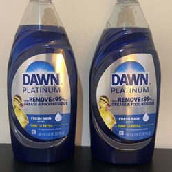 2pack Dawn Platinum Dish Soap Liquid, Dishwashing Liquid, Grease Removal, Fresh Rain, 32.7oz