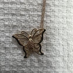 10kt Gold Butterfly Pendant And Chain