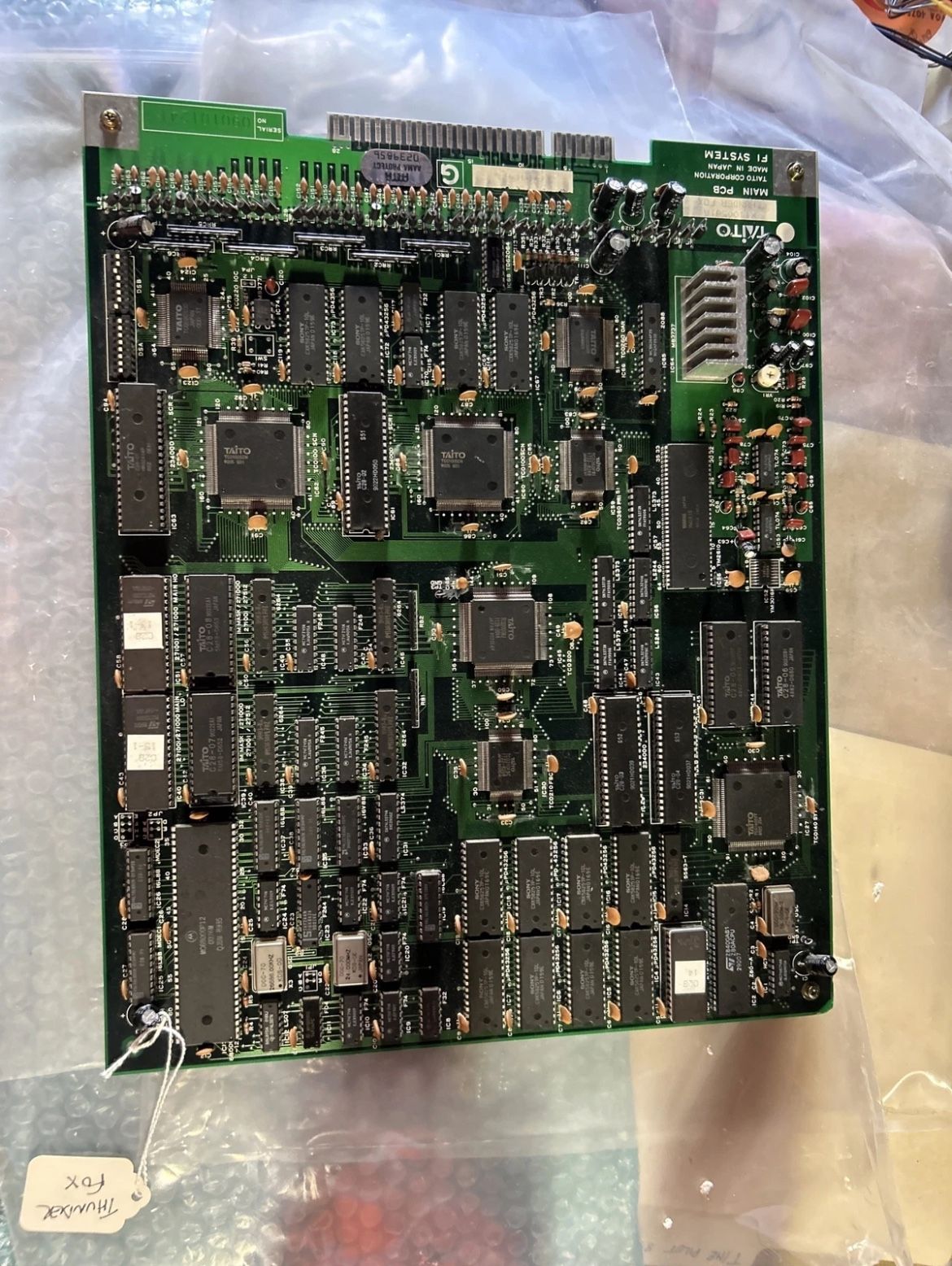 Taito Thunder Fox Arcade Video Game Pcb Board Marquee And Manual Kit Parts Lot