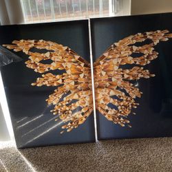 Blue And Gold Butterfly Wall Art