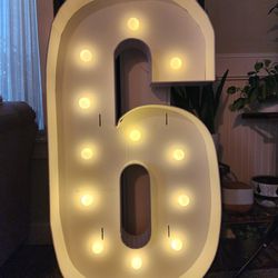 4ft Light Up Marquee Number 6