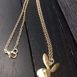 18K Gold Link Charm Necklace with Playboy Bunny/ jewelry gift paparazzi club drip new fun