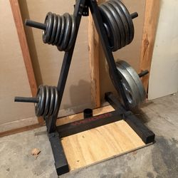 Weights, Rack, and Adjustable Barbells 