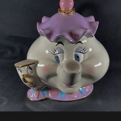 Rare Disney Beauty And The Beast Mrs. Potts and Chip cookie Jar 
