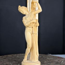 Vintage Classical Greek Style Ceramic Female Statue 10” Sculpture