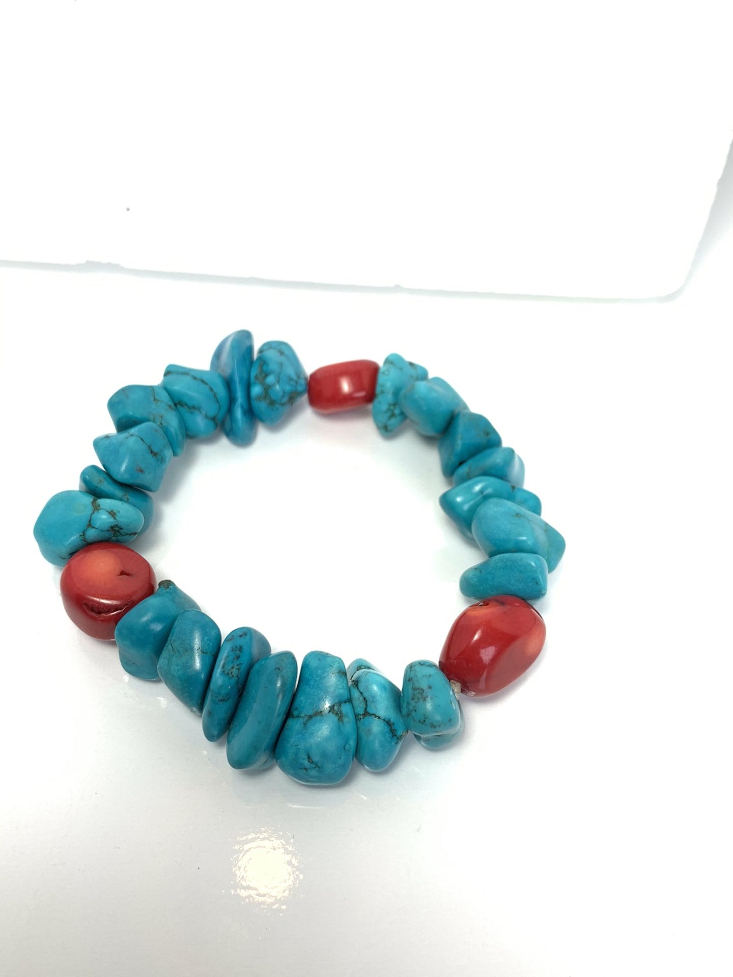 Turquoise stretchy natural stone bracelet #117