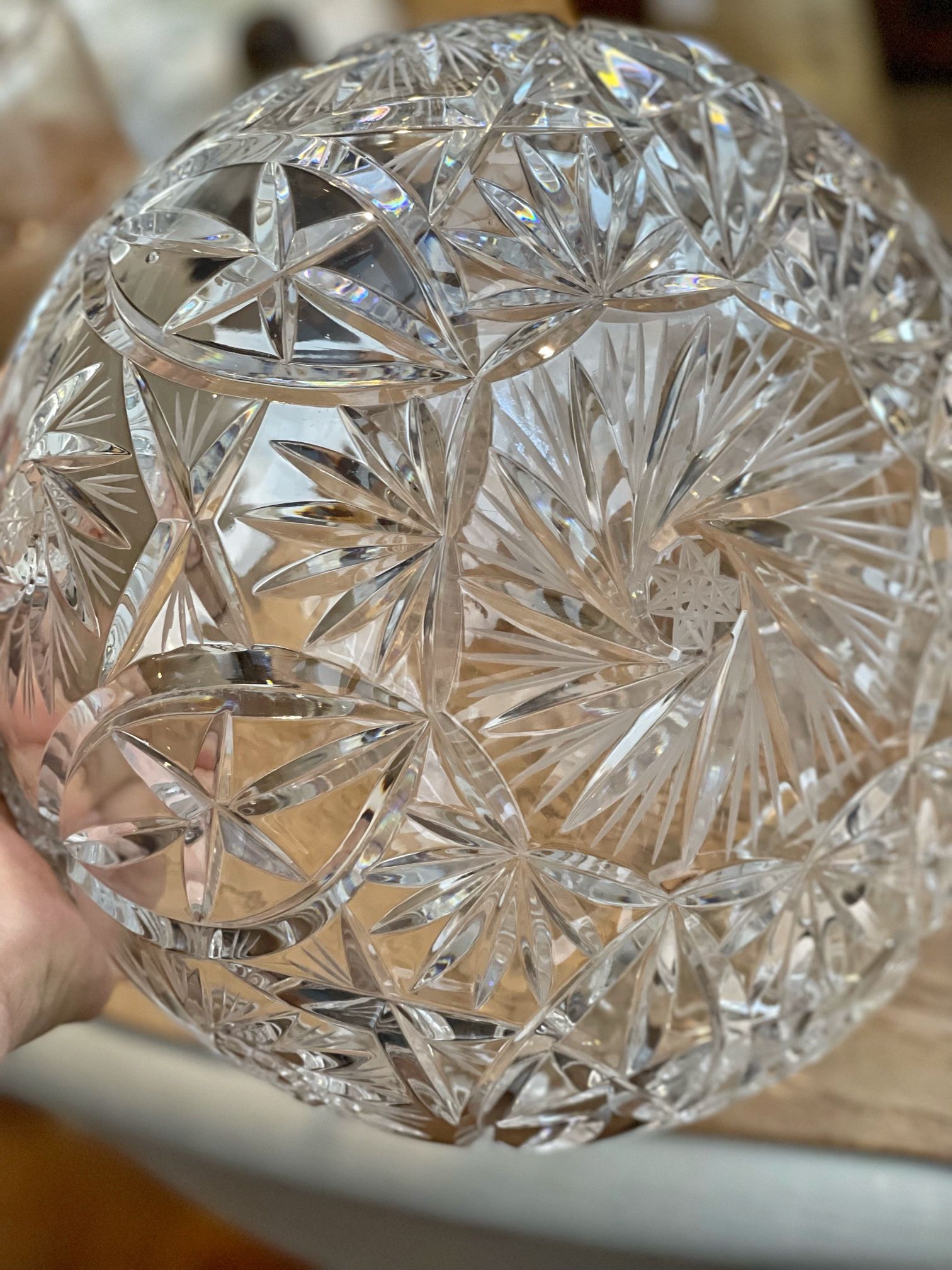 Heavy Lead Crystal Glass Bowl Crystal Hand cut Poland