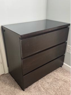 IKEA Malm 3 Drawer Dresser With Glass Top
