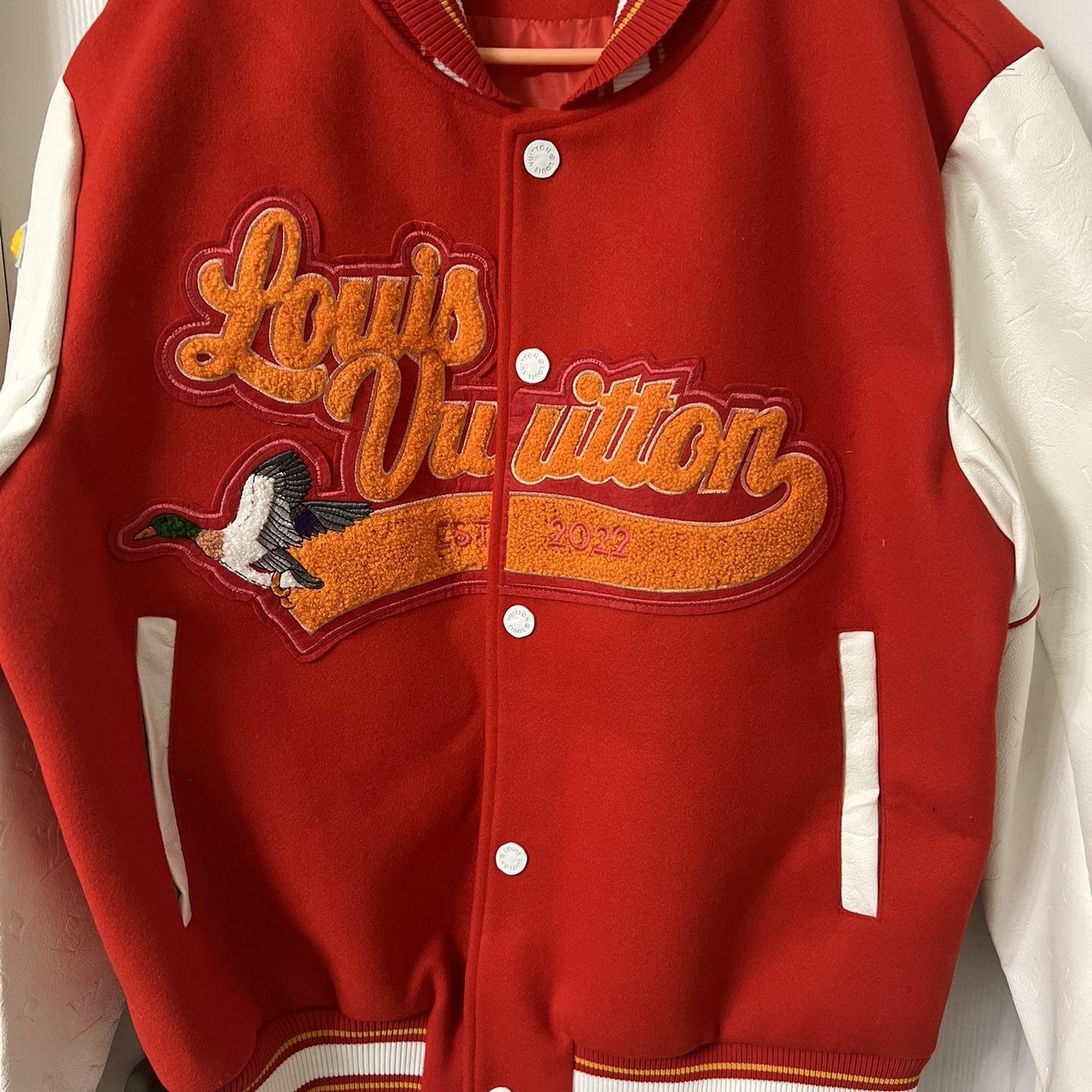 Louis Vuitton Baseball Jacket Dark Red With Patches