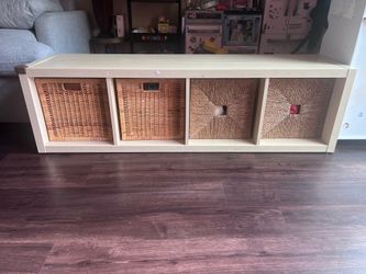IKEA KALLAX 4-Cube Storage Bench with 4 Baskets – $65 each，both $100