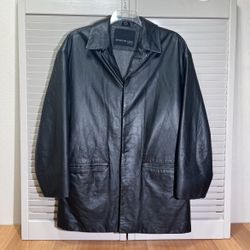 Vintage Kenneth Cole New York Black Leather Jacket Coat Thermolite Active Insulation Size Medium Men’s 