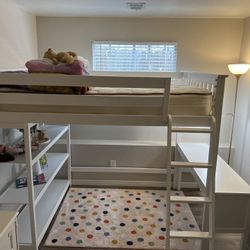 Kid's Twin-Size High Loft Bed with Bookcase with Desk