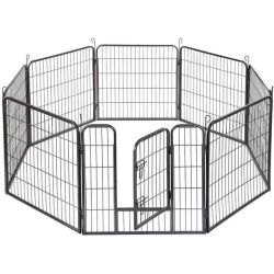 Dog Fence & Pet Playpen, Heavy Duty Foldable Metal Dog Pen 32" Height with Door for Outdoor Exercise, Indoor Kennels