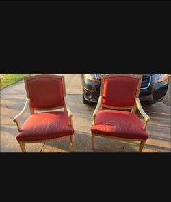 Pair of Red Upholstered Armchairs/ par de sillas