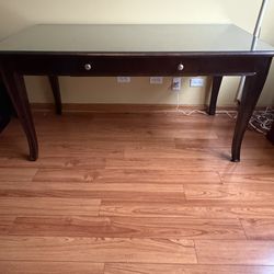 Stanley Furniture Wood Desk with Glass Top