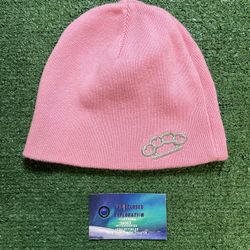 Vintage pink brass knuckle beanie