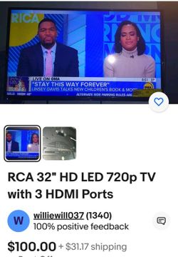 RCA 32" TV, NON SMART TV