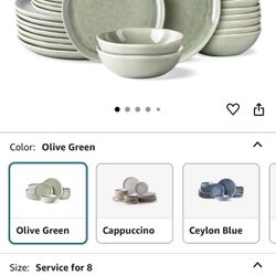 AmorArc Ceramic Dinnerware Sets,Handmade Reactive Glaze Plates and Bowls Set,Highly Chip and Crack Resistant | Dishwasher & Microwave Safe Dishes Set,