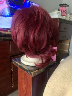 Short Burgundy Red Layered Wig