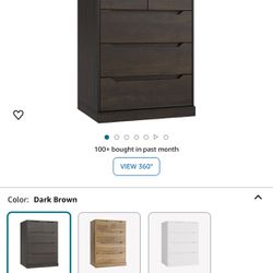 Modern 5 Drawer Dresser for Bedroom, Chest of Drawers with Storage, Wood Storage Chest Organizers with Cut-Out Handles, Accent Storage Cabinet for Liv