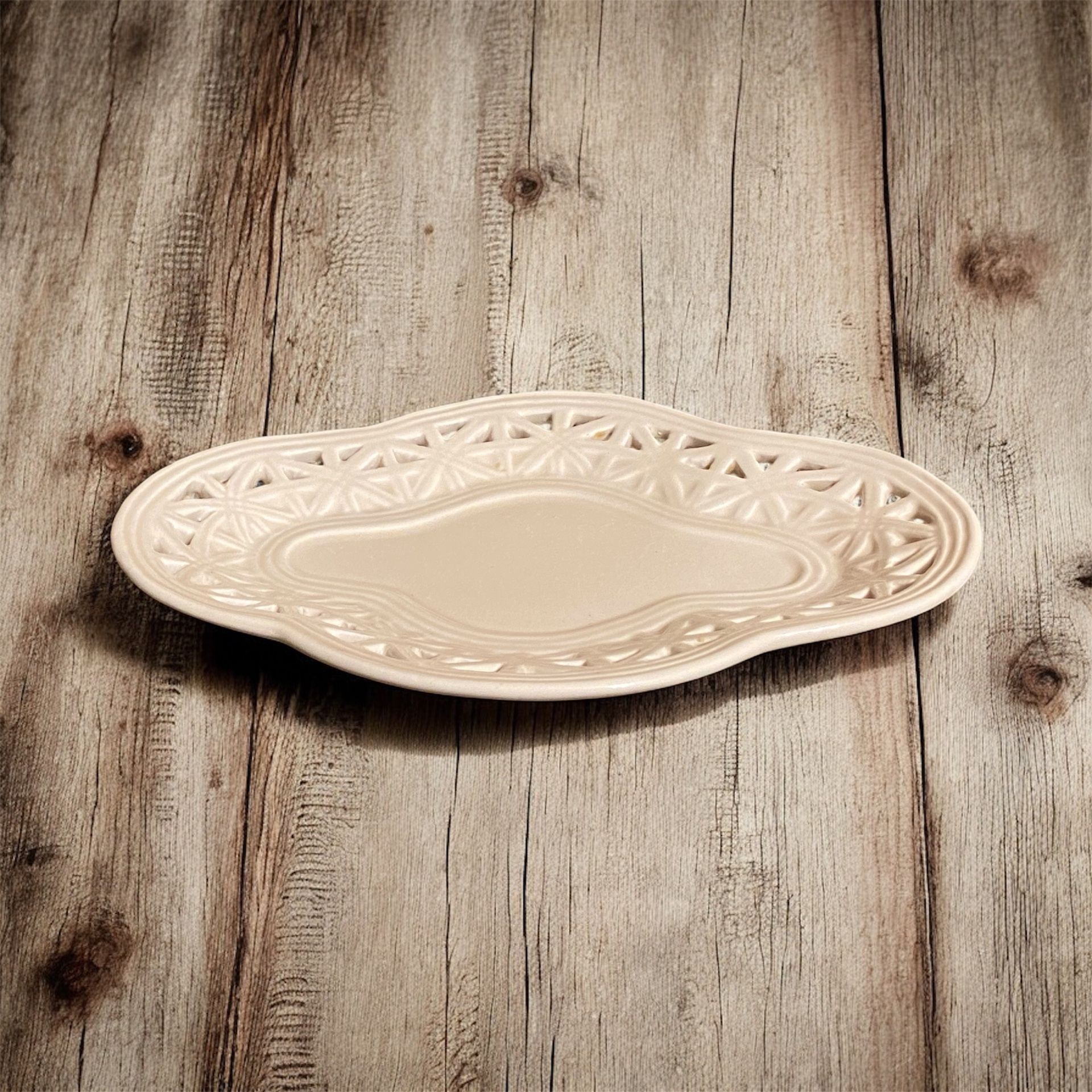 Antique Creamware Dish With A Pierced Border Design
