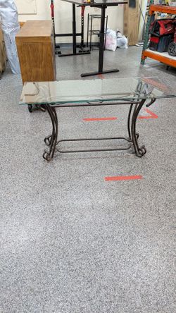Glass Top Wrought Iron Console Table