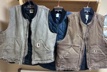 Carhartt Work Vests Vintaged & Distressed condition & Big Smith Vest - Men’s size 2 XL