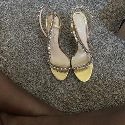 Jessica Simpson Gold Strappy Heels 