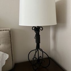 2 Black Lamps with White Shades