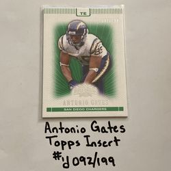Antonio Gates San Diego Chargers Hall of Fame TE Topps Short Print Insert Card. 