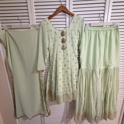 Lime Green Frock Gharara