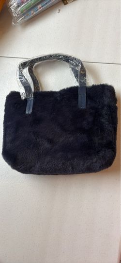 Black Faux Fur Tote Handbag